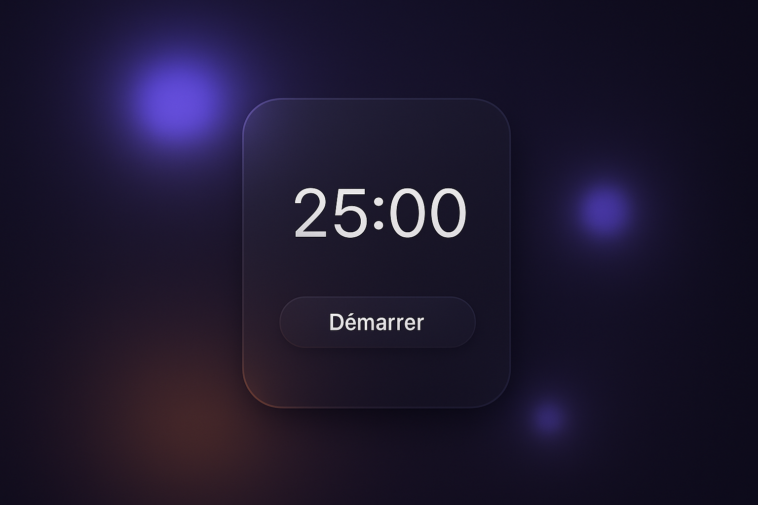 interface du timer Pomofocus affichant un compte à rebours de 25 minutes sur fond épuré, sans texte visible